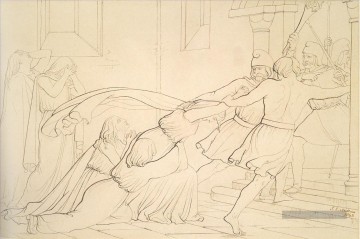  Ant Peintre - Elgiva saisie sur ordre de Odo Archevêque de Canterbury préraphaélite John Everett Millais